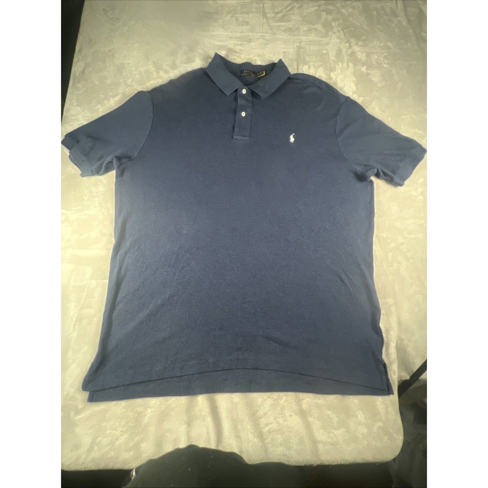 Polo Ralph Lauren Polo Shirt Mens 2XLT Navy Blue Short Sleeve Cotton Pony Logo